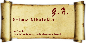 Griesz Nikoletta névjegykártya